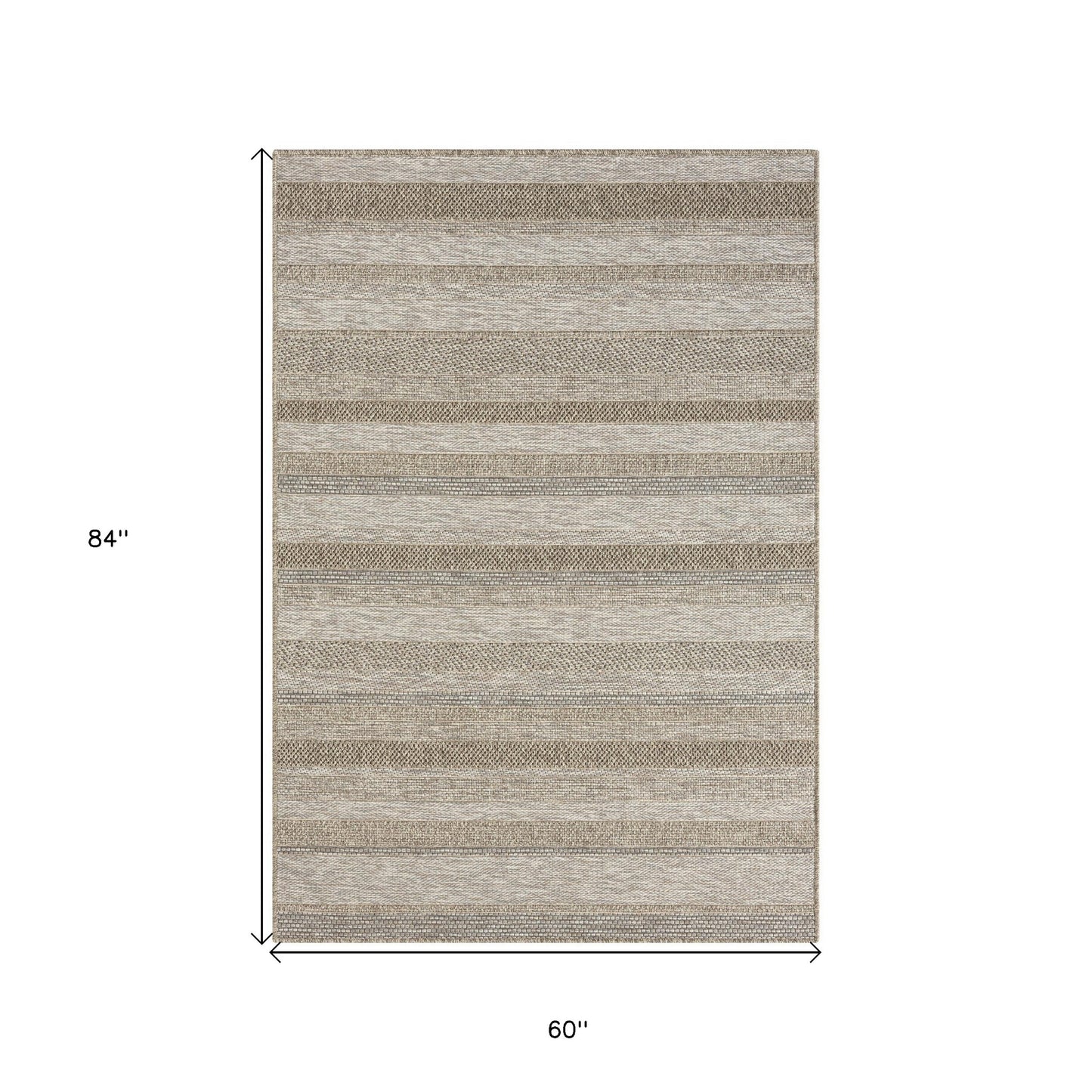 5' X 7' Gray Striped Handmade Indoor Outdoor Area Rug