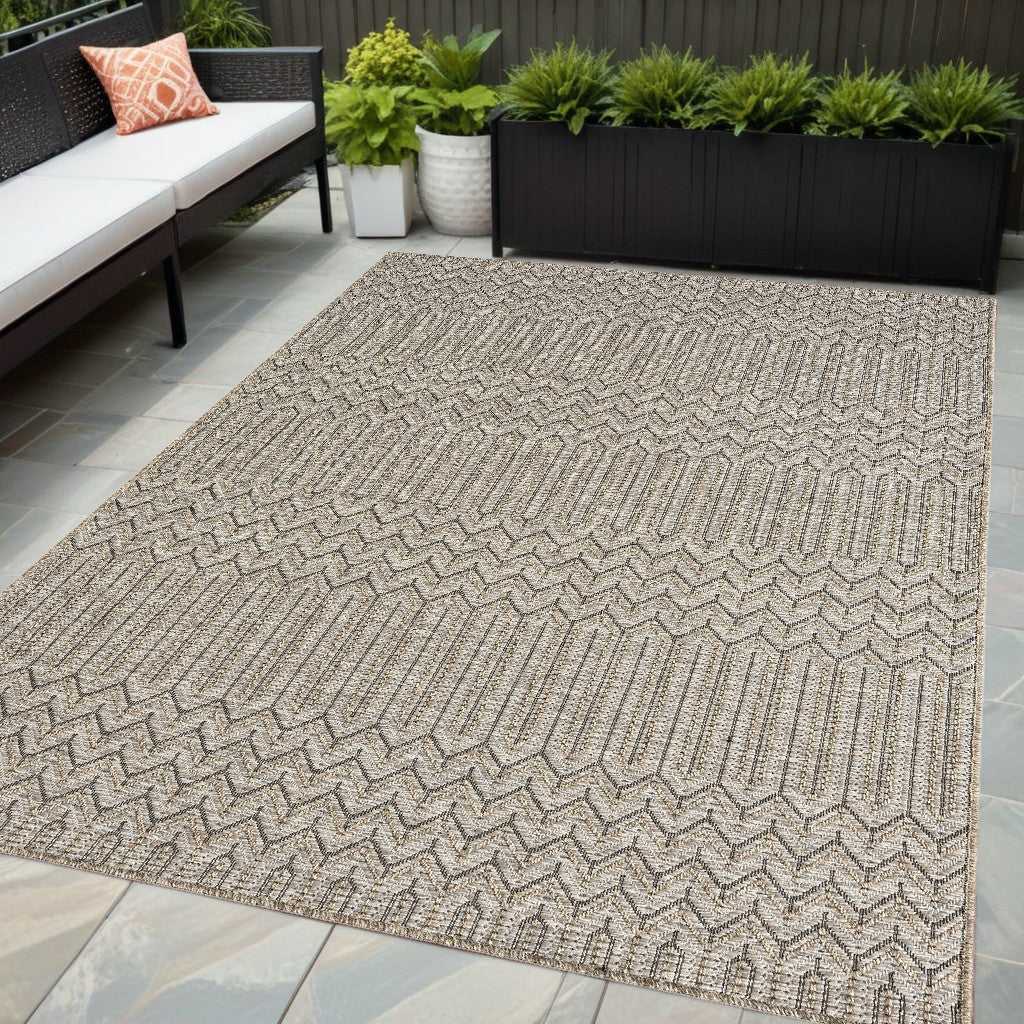 5' X 7' Gray Chevron Handmade Indoor Outdoor Area Rug