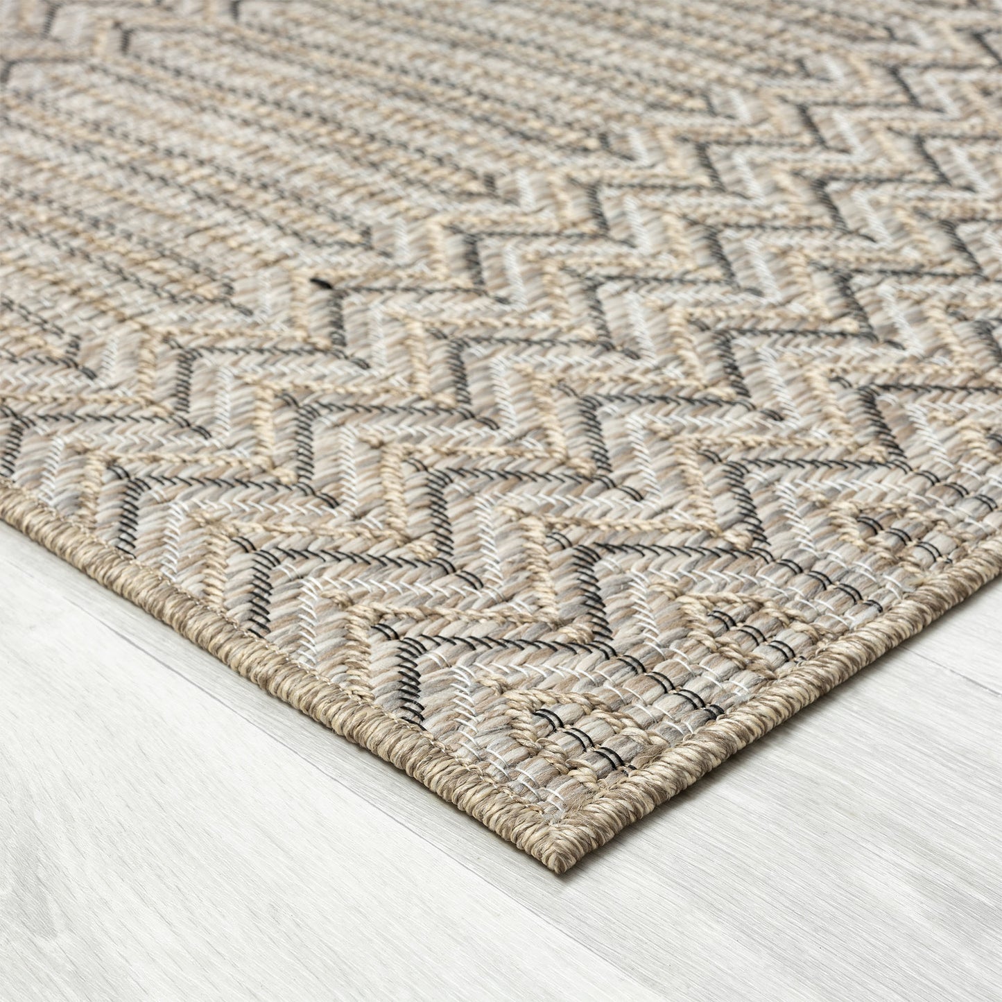 5' X 7' Gray Chevron Handmade Indoor Outdoor Area Rug