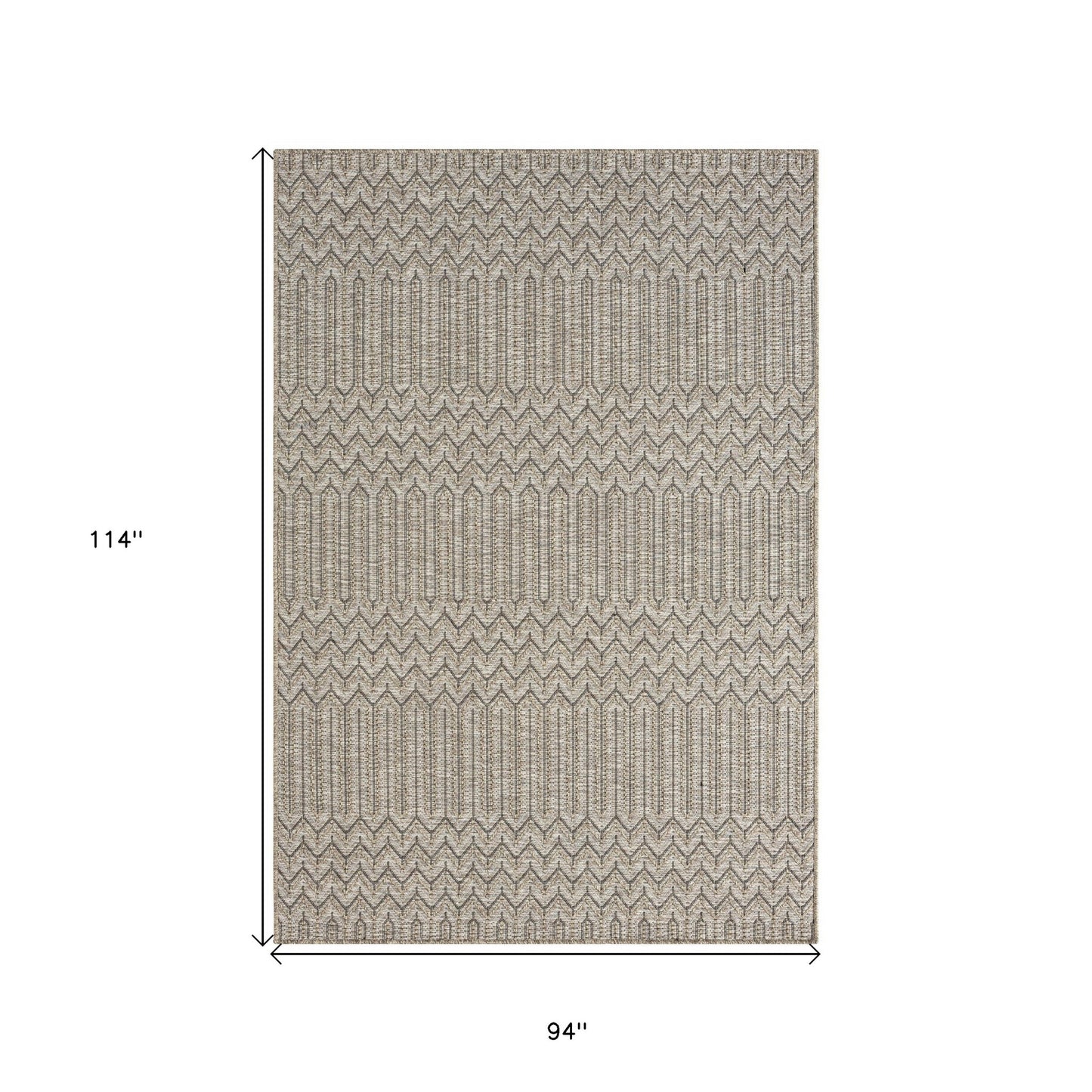 5' X 7' Gray Chevron Handmade Indoor Outdoor Area Rug