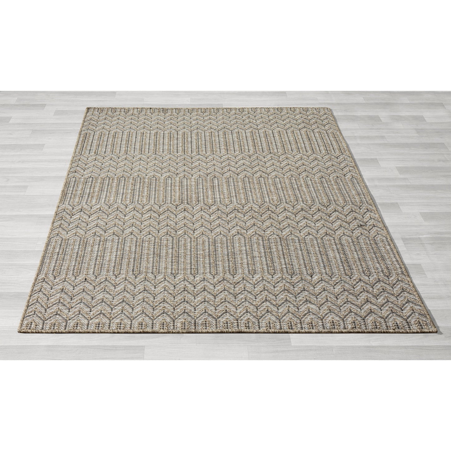 5' X 7' Gray Chevron Handmade Indoor Outdoor Area Rug