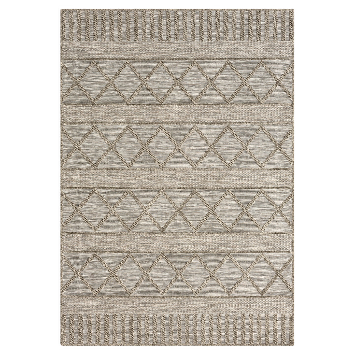 5' X 7' Gray Striped Handmade Indoor Outdoor Area Rug