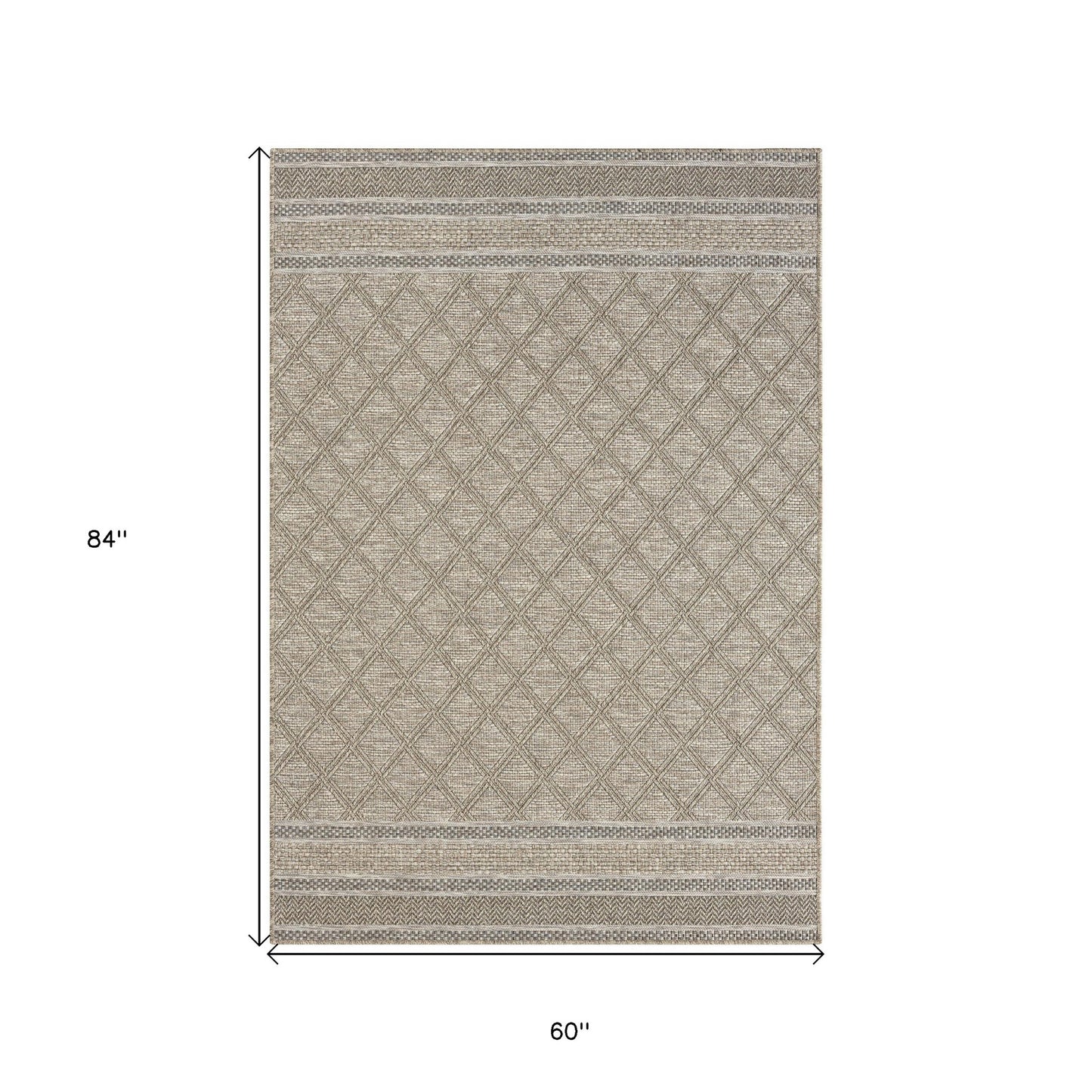 5' X 7' Gray Geometric Handmade Indoor Outdoor Area Rug