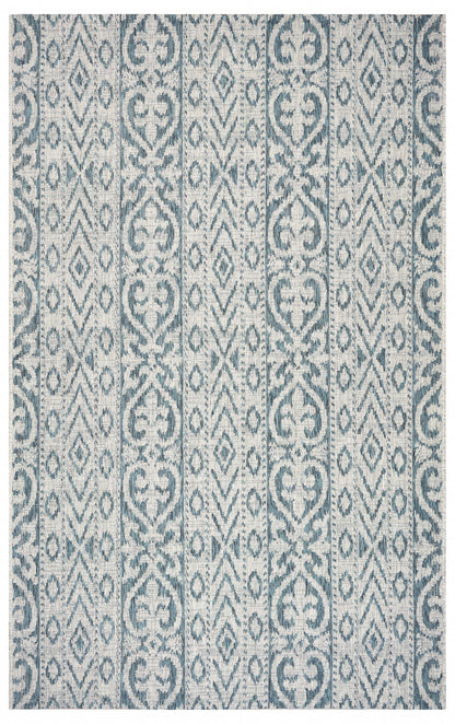 2' X 3' Blue Damask Indoor Outdoor Area Rug