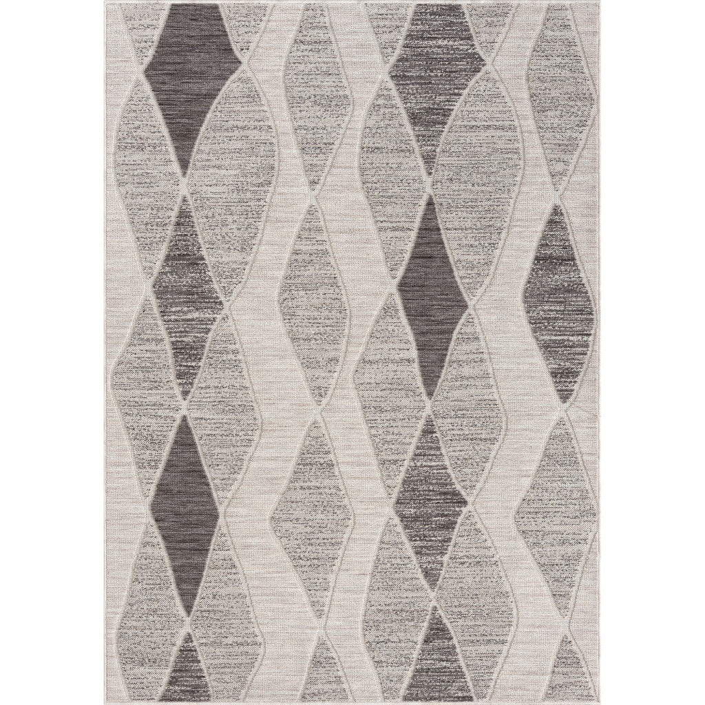 5' X 7' Blue and Gray Abstract Geometric Indoor Outdoor Area Rug