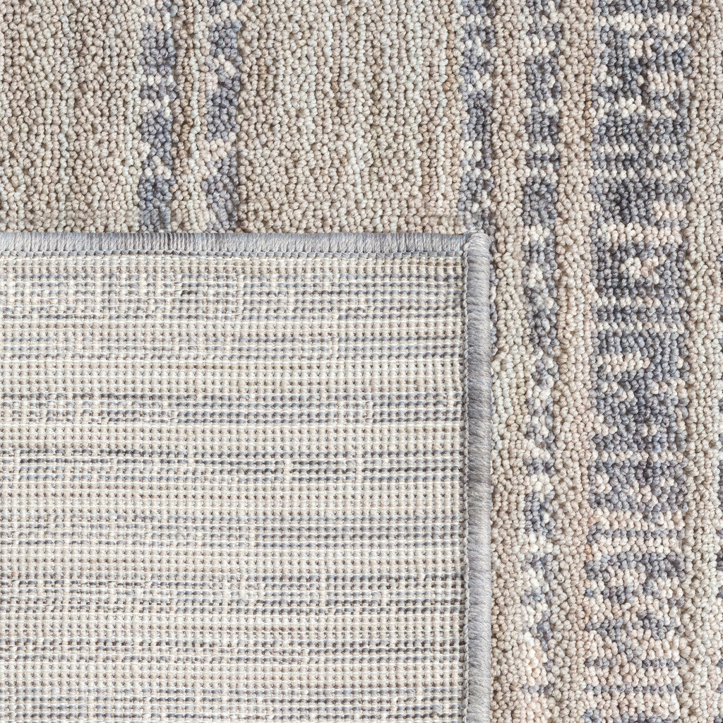 5' X 7' Ivory And Blue Striped Indoor Outdoor Area Rug