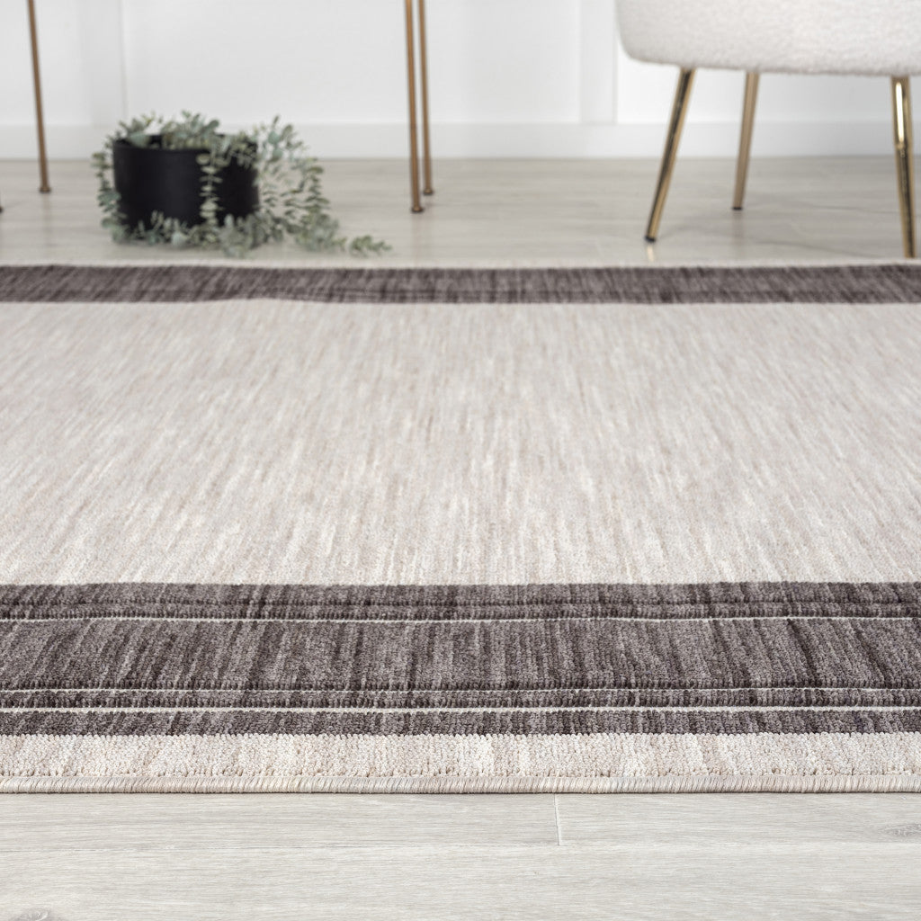 8' X 9' Gray And Ivory Indoor Outdoor Area Rug