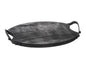 13" Black Round Wood and Metal Serving Tray With Handles