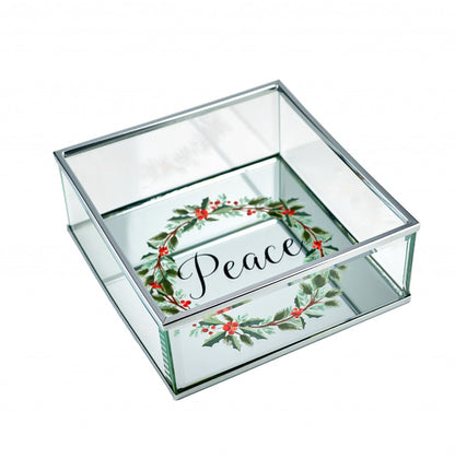 6" Silver Glass Christmas Vanity Tray