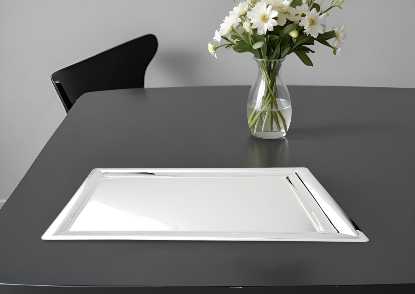 16" Silver Stainless Steel Serving Tray