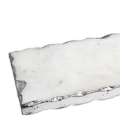 18" White Rectangular Marble Vanity Tray