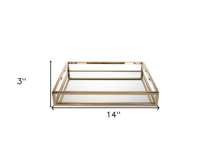 14" Gold Square Metal Serving Tray