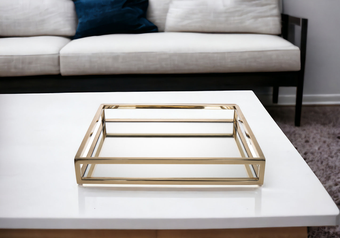 14" Gold Square Metal Serving Tray