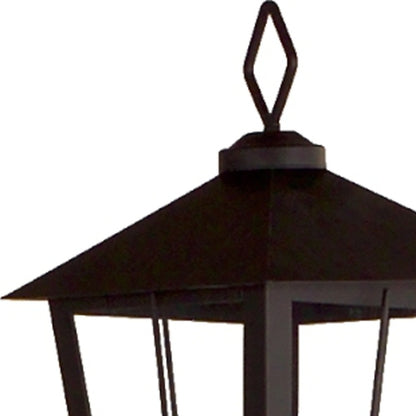 43" Black Glass and Metal Geometric Floor Lantern Candle Holder