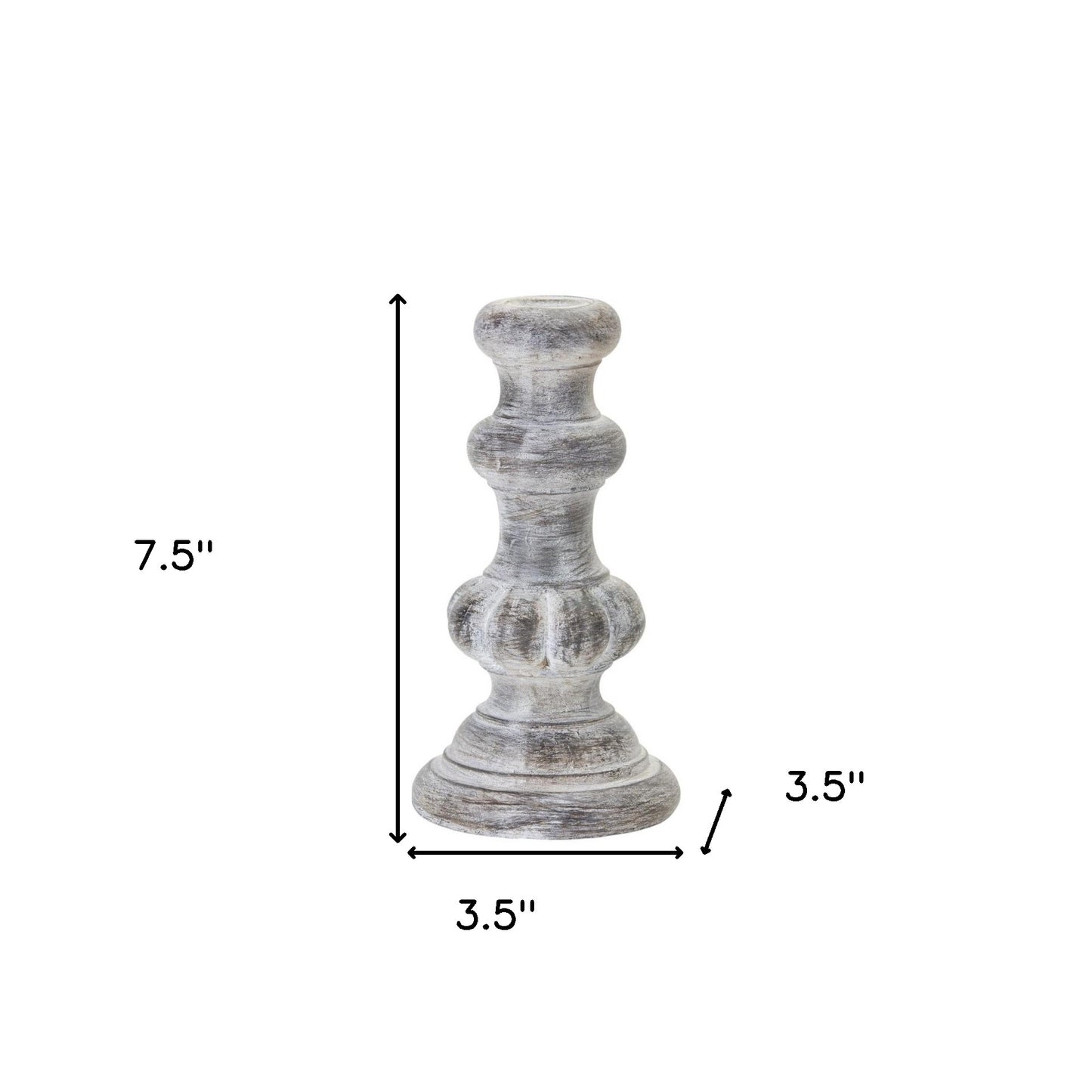 Set of Four White Washed Resin Tabletop Candle Sticks