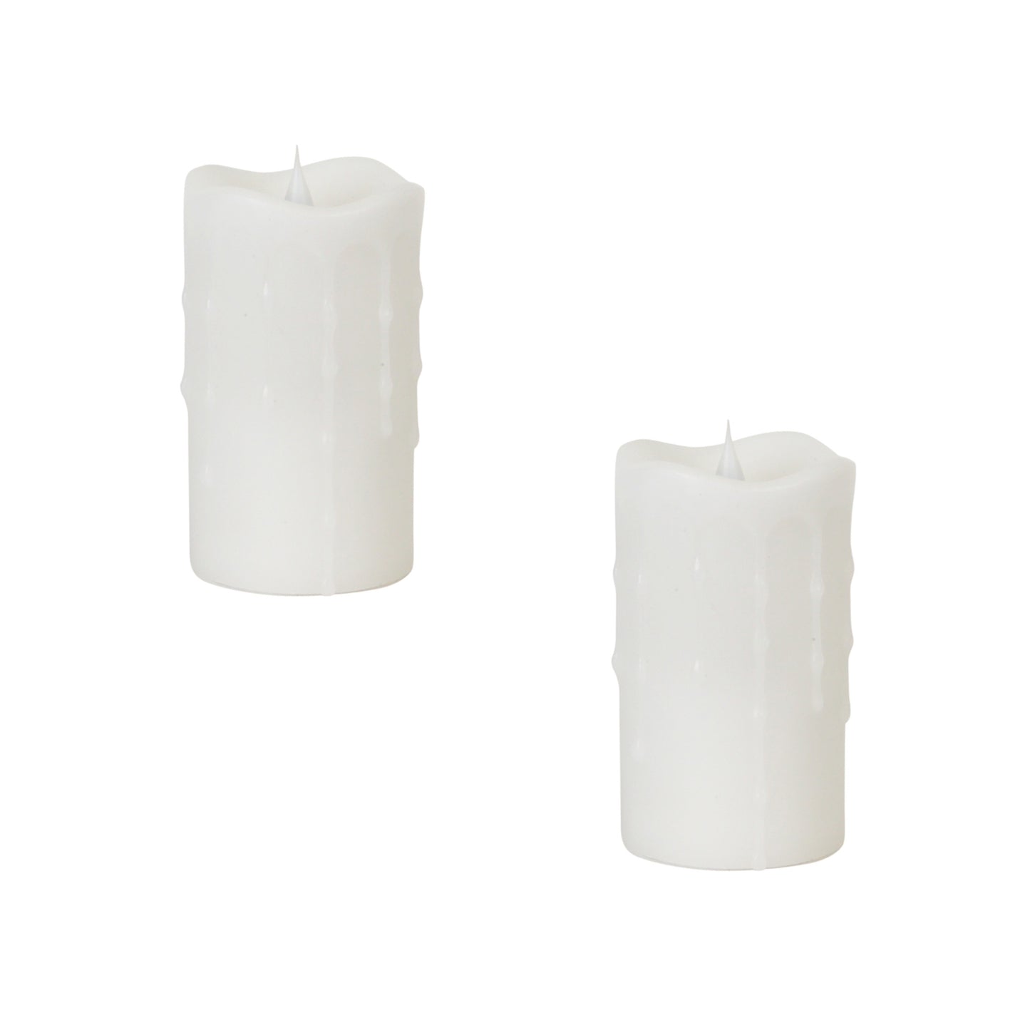 Set of Two White Flameless Pillar Candle