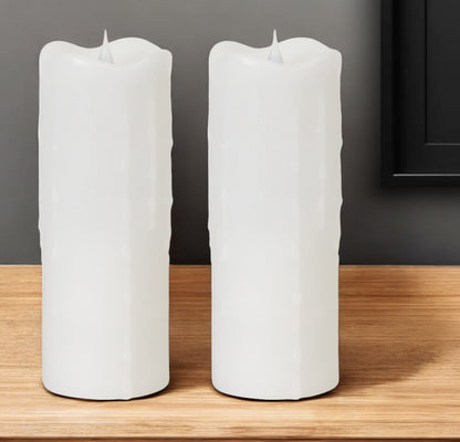 Set of Two White Flameless Pillar Candle