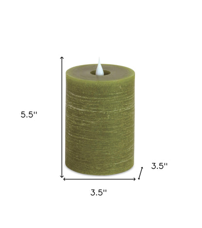 Set of Two Green Flameless Pillar Candle