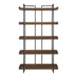 75" Brown and Black Metal and Wood Five Tier Bookcase