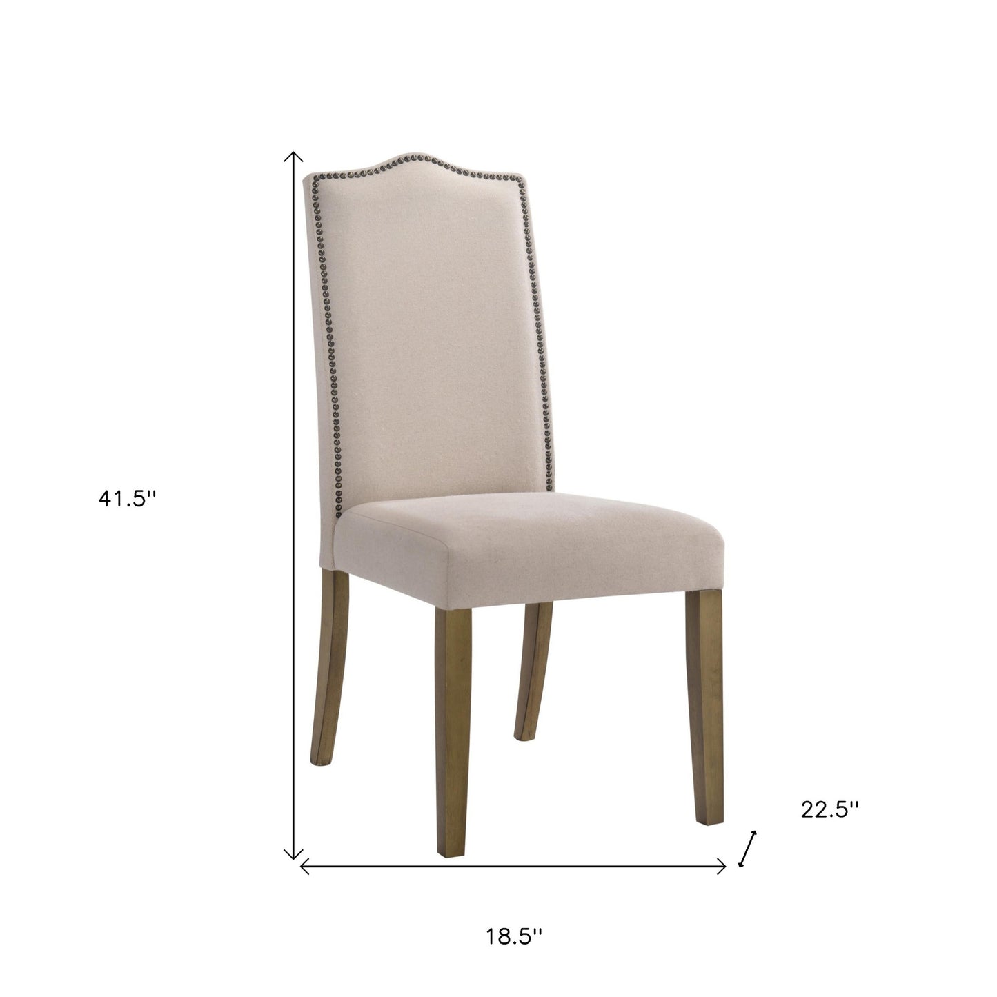 Cream And Brown Upholstered Linen Dining Parsons Chair