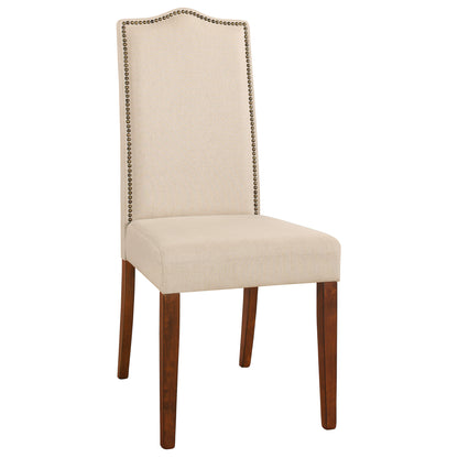 Cream And Chestnut Upholstered Linen Dining Parsons Chair