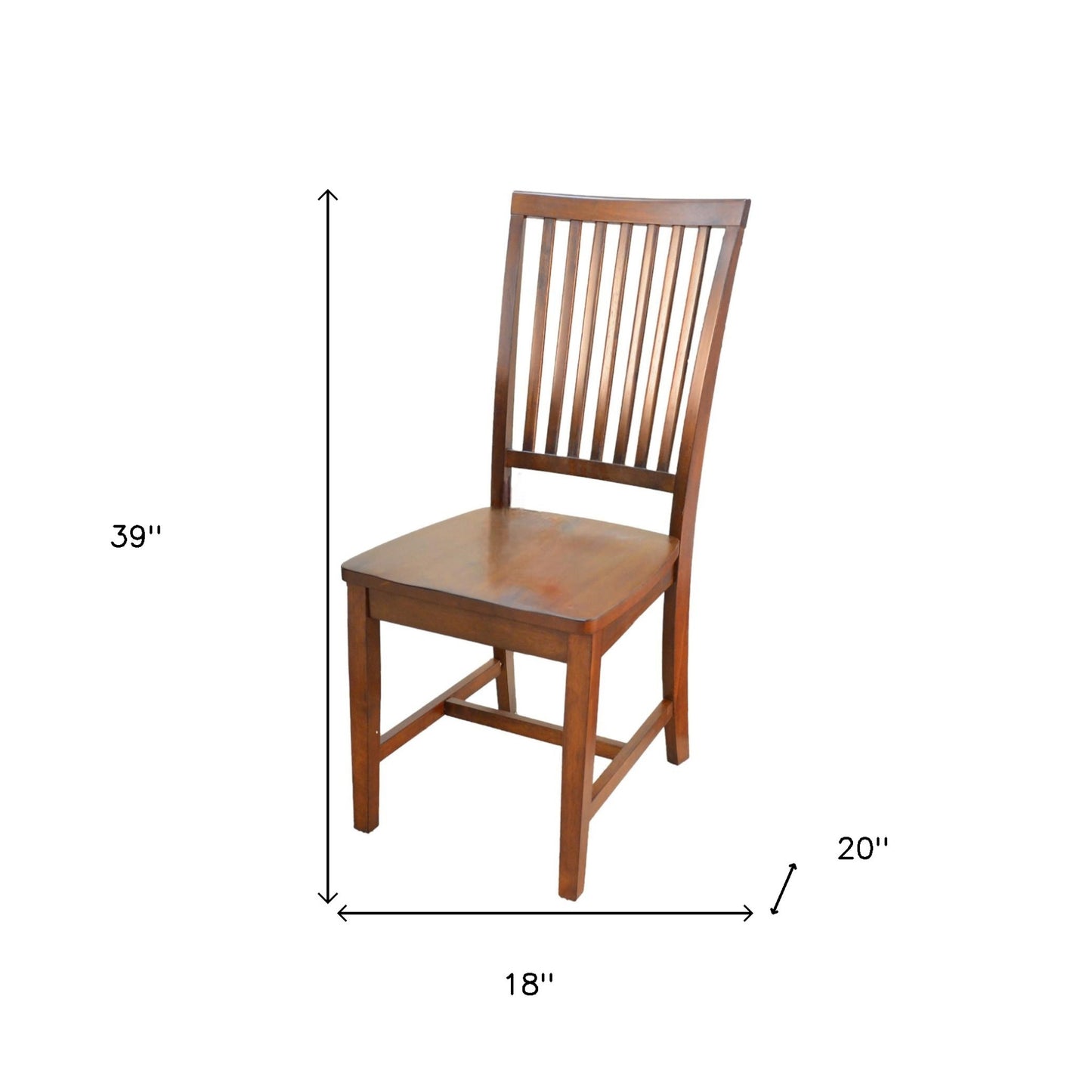 Chestnut Wood Slat Back Dining Side Chair