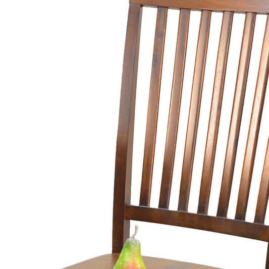 Chestnut Wood Slat Back Dining Side Chair