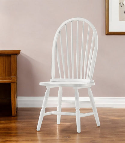 White Wood Windsor Back Dining Side Chair