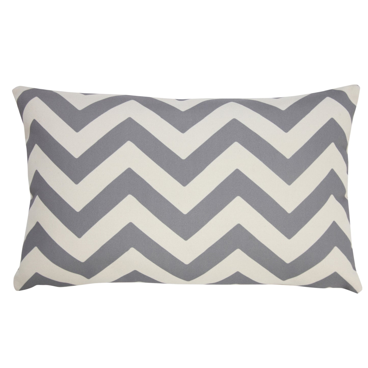 14" X 20" Gray Zippered Chevron Indoor Outdoor Throw Pillow