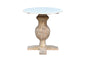 26" Brown Marble And Solid Wood Round End Table