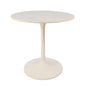 30" White Rounded Marble And Iron Pedestal Base Dining Table