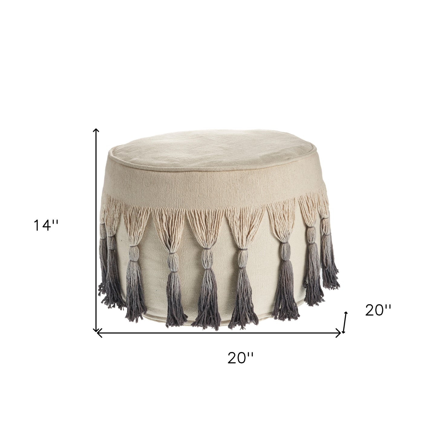 20" Beige 100% Cotton Ottoman