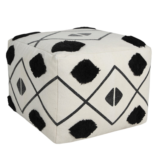 18" White 100% Cotton Ottoman