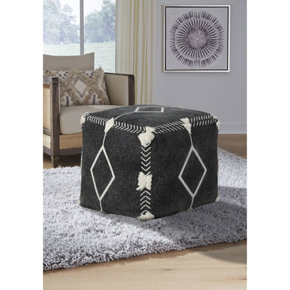 18" Black 100% Cotton Ottoman