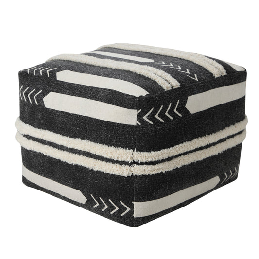 18" Black 100% Cotton Ottoman