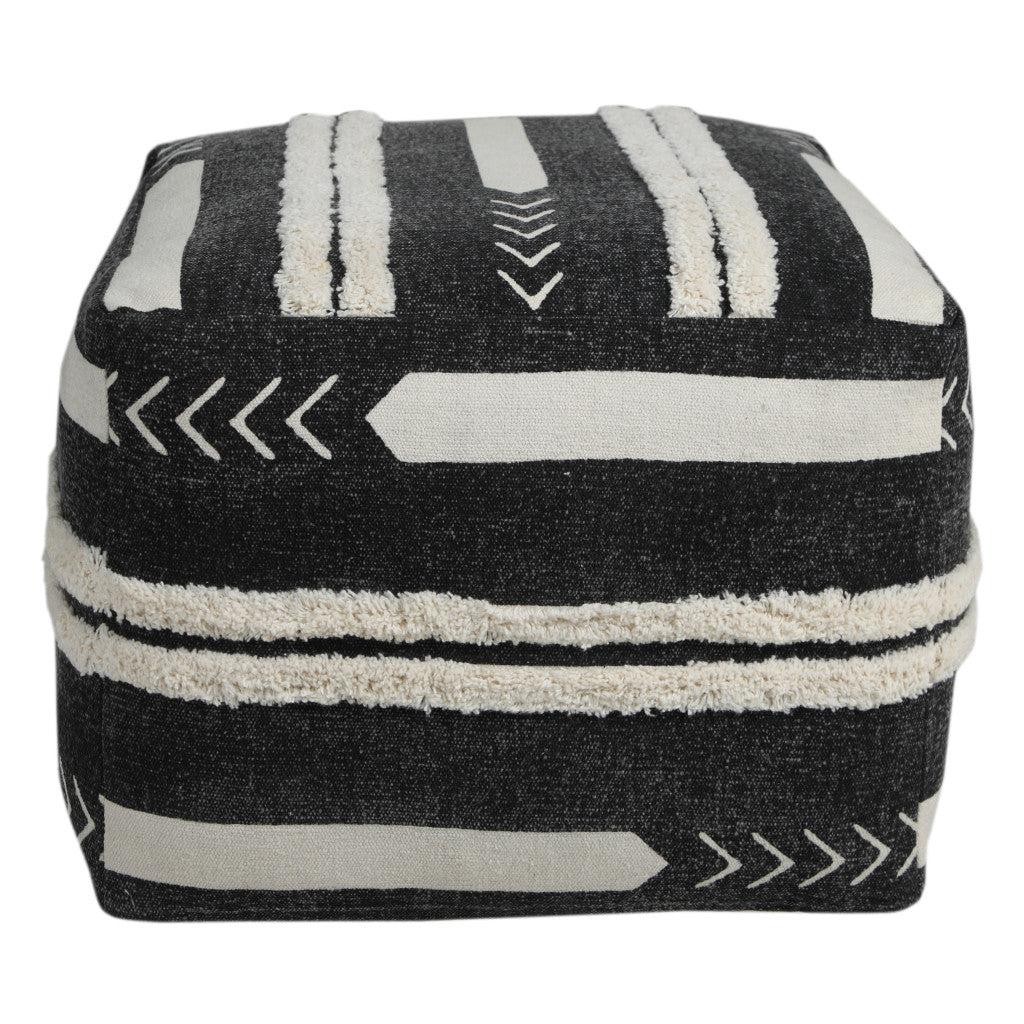 18" Black 100% Cotton Ottoman