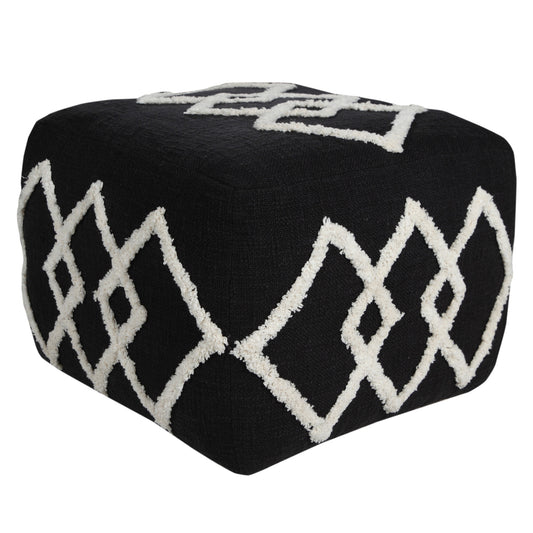 18" Black 100% Cotton Ottoman