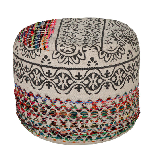 18" Multicolored Cotton Blend Ottoman