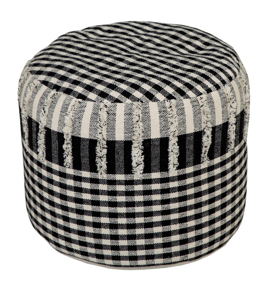 18" Black 100% Cotton Ottoman