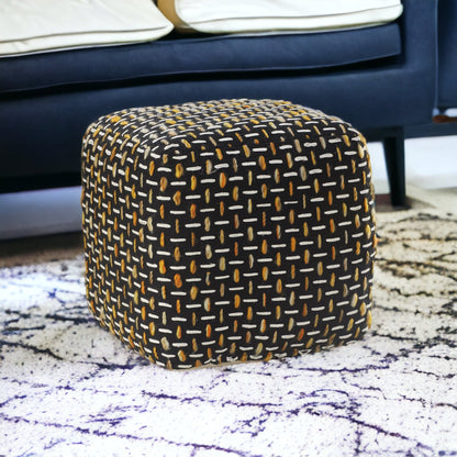 16" Black Polyester Ottoman