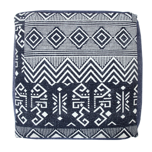 18" Blue 100% Cotton Ottoman