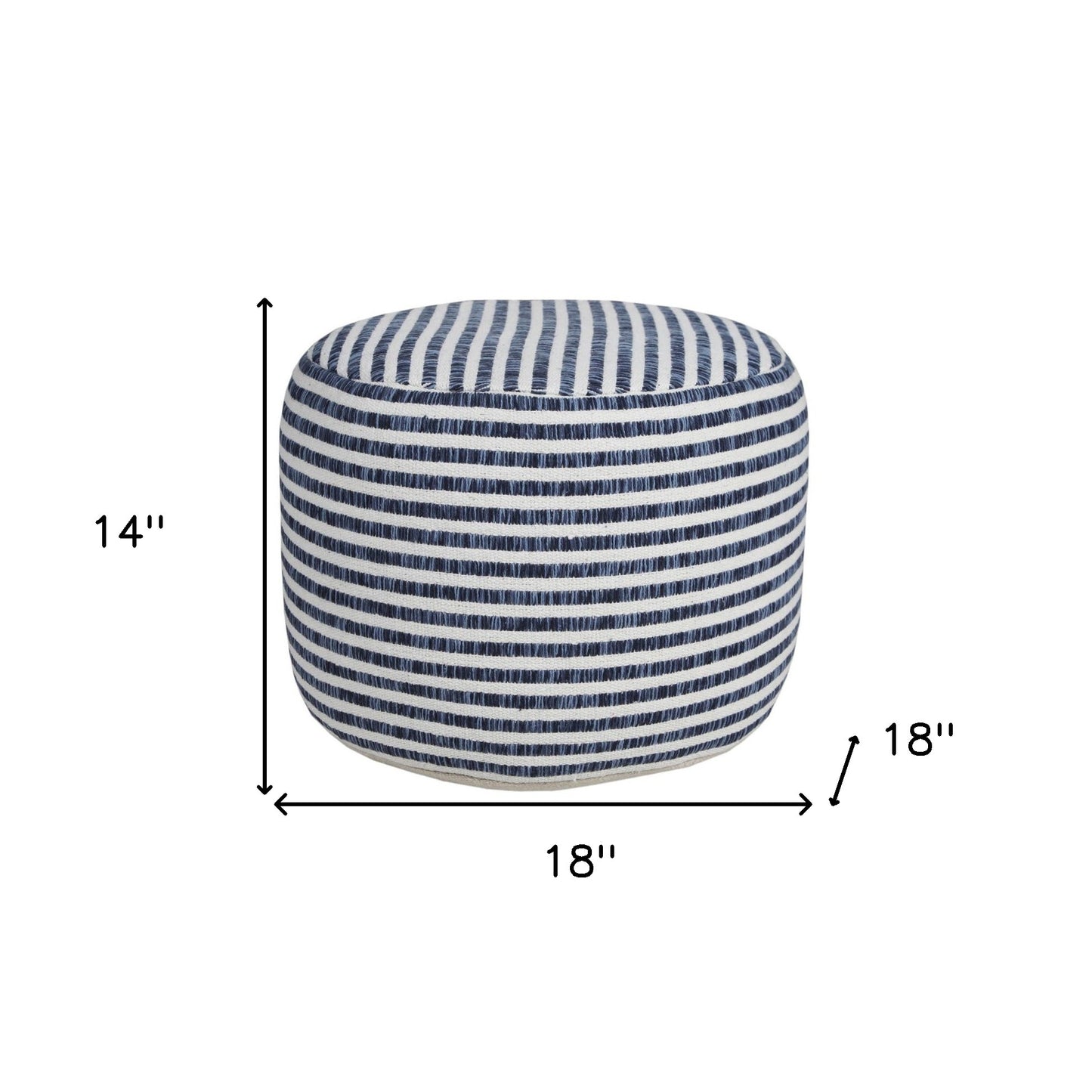 18" Blue 100% Cotton Ottoman