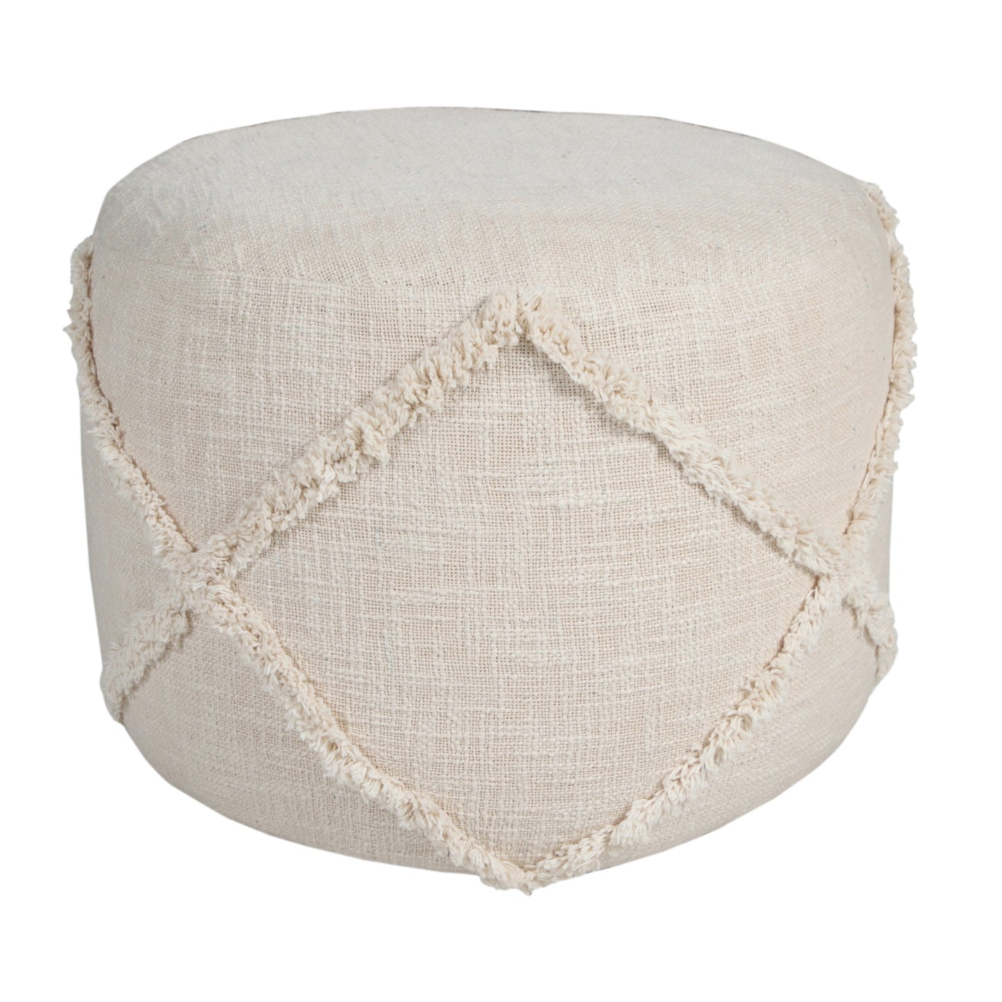 18" Cream 100% Cotton Ottoman