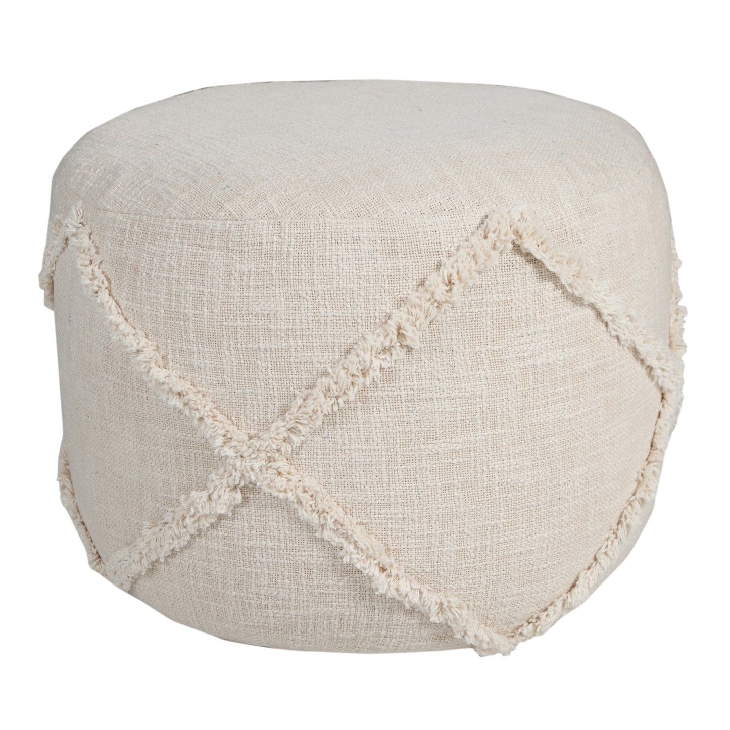 18" Cream 100% Cotton Ottoman