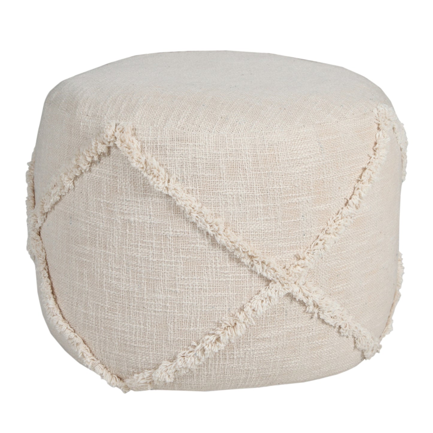 18" Cream 100% Cotton Ottoman