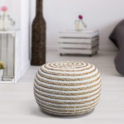 20" Gray Jute Ottoman