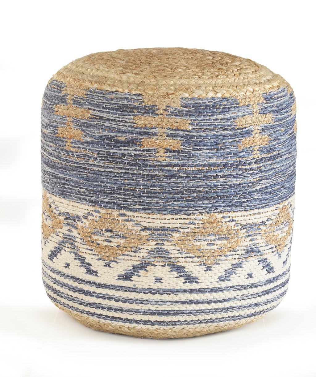 18" Blue Jute Ottoman