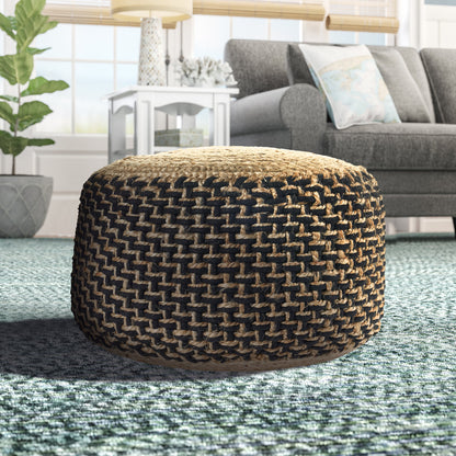 18" Tan Jute Ottoman