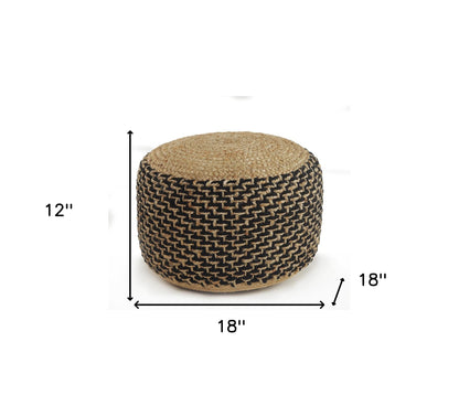 18" Tan Jute Ottoman