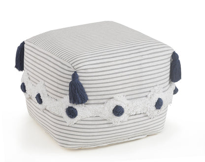 18" Gray 100% Cotton Ottoman